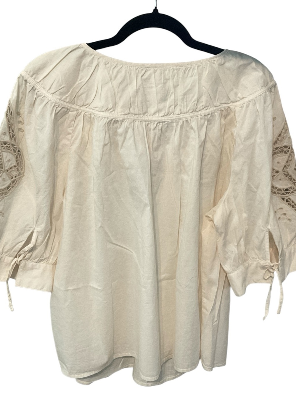 NWT Old Navy 2X Cream 100% Cotton Peasant Boho Blouse Plus A32 - Picture 4 of 5